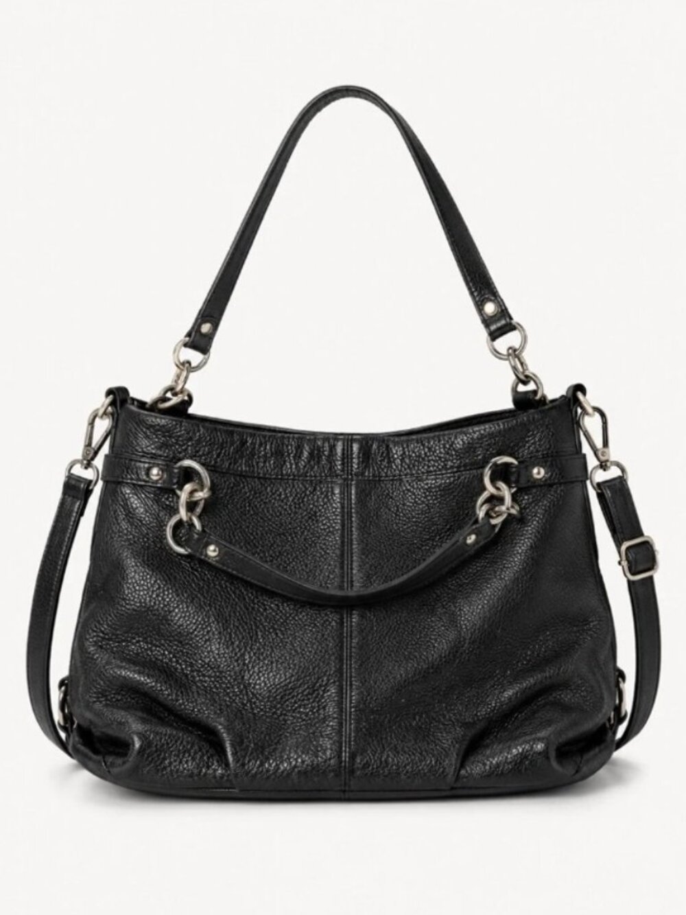 Coach Brooke pebbled leather hobo bag black women's